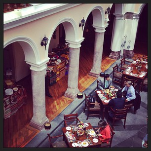 Lunch today in #quito #ecuador: the beautiful #courtyard at #patioandaluz #hotel -- #travel #instatravel #restaurants