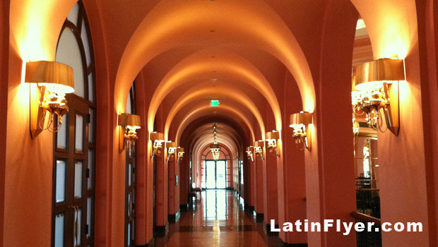 The second-floor hallway leads to 15,000 square feet of meeting and event space at the Condado Vanderbilt Hotel.