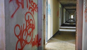 Colorful graffiti marks the second-floor hallway at the El Ponce InterContinental.