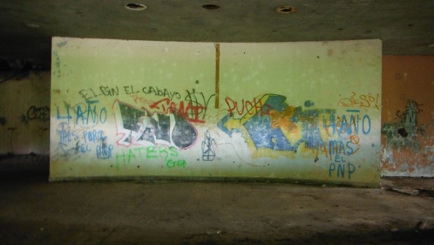 The reception area at the El Ponce InterContinental hotel is now a canvas for graffiti artists in Puerto Rico.