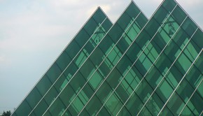 Mexico City's Santa Fe district is dotted with futuristic architecture.