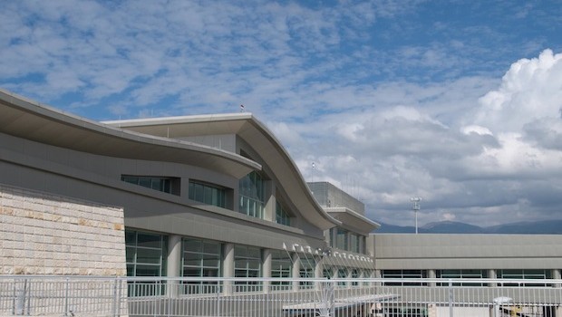 Exterior view of the terminal at the new Mariscal Sucre airport in Quito, Ecuador