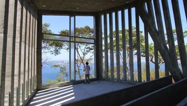 The sun sets directly behind the cross twice a year at the Sunset Chapel in Acapulco.