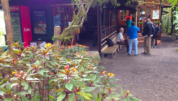 A group waits for their next hike at Bellavista lodge in Ecuador.
