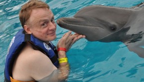 Pucker up: Getting a kiss at Dolphin Discovery Vallarta.