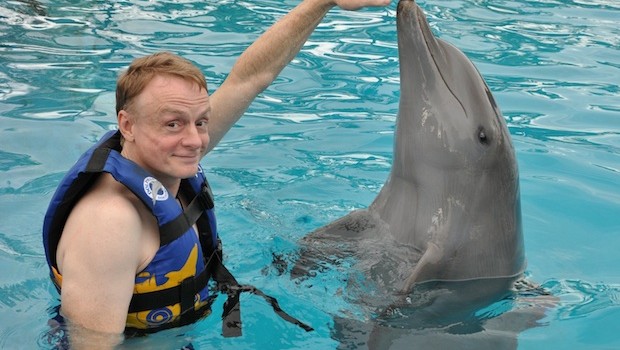 Straight up during the Royal Dolphin Swim at Dolphin Discovery Vallarta.