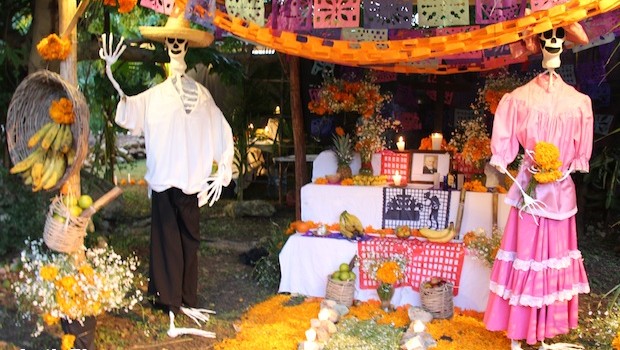 Skeleton characters are common sights during Day of the Dead.