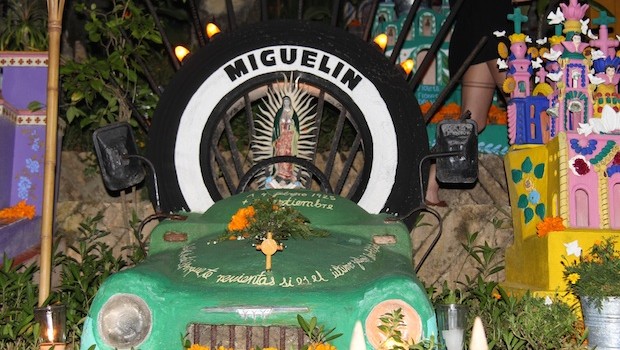 This whimsical grave marker is clearly for someone who loved to drive.