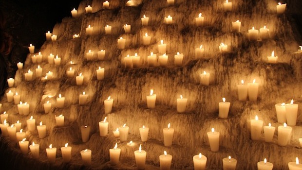 Hundreds of candles burn at Xcaret during Day of the Dead festivities.
