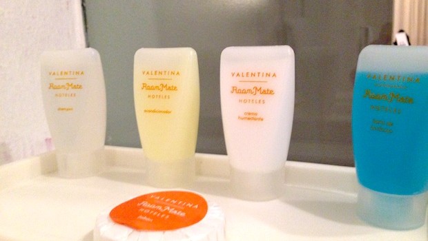 Bath amenities at Room Mate Valentina hotel in Mexico City.