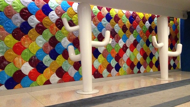 Touches of modern art grace the lobby at Room Mate Valentina hotel.