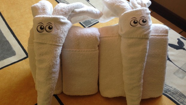 Clever towel creatures at Rincon de San Jose hotel in Costa Rica.