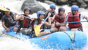 There I am, actually enjoying my Costa Rica whitewater rafting trip!