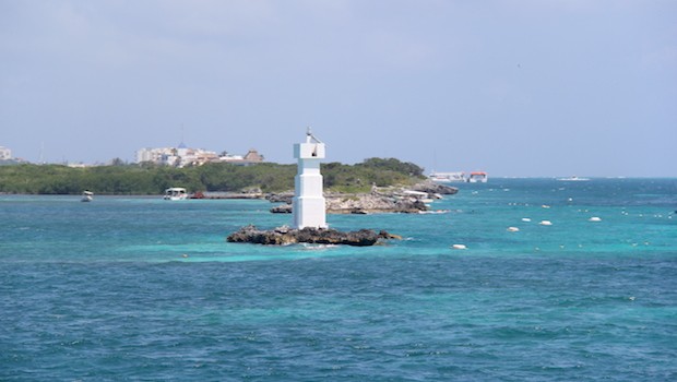 Turquoise waters surround Isla Mujeres.