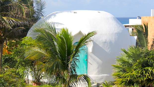 Vacation homes have interesting architecture on Isla Mujeres.