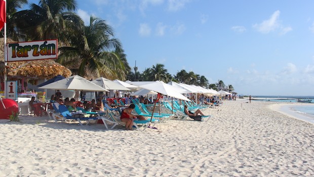 Relaxing on Playa Norte, a beach on Isla Mujeres, Mexico.