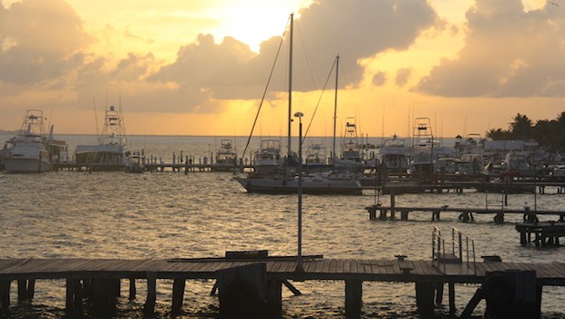 Sunset over Isla Mujeres, Mexico.