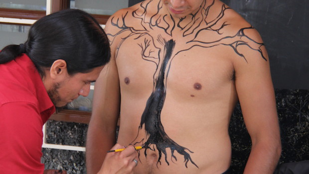 Body painting at World Naked Bike Ride (WNBR) in Mexico City.