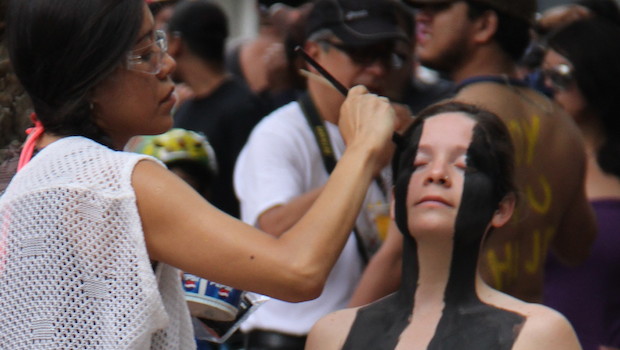 Body painting at World Naked Bike Ride (WNBR) in Mexico City.