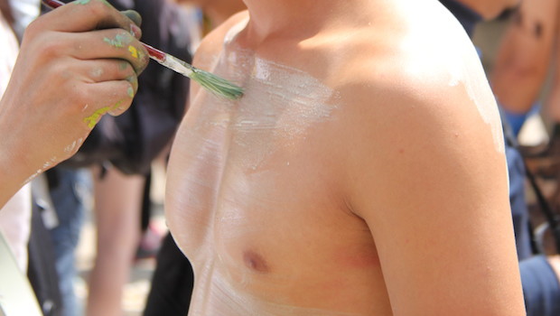 Body painting at World Naked Bike Ride (WNBR) in Mexico City.