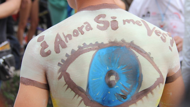 Body paint at World Naked Bike Ride (WNBR) in Mexico City.