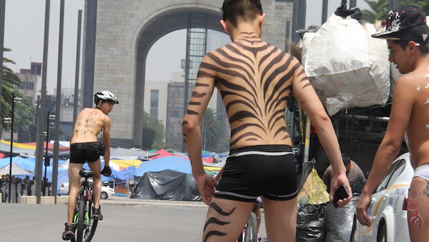 Body paint at World Naked Bike Ride (WNBR) in Mexico City.
