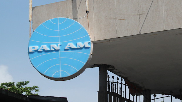 Vintage Pan Am sign (still up in 2015) in Colon, Panama.