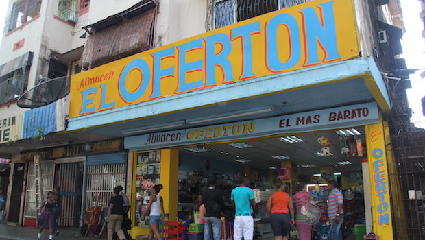 Signs are big and bold in Colon, Panama.