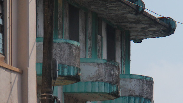 Beautiful balconies in downtown Colon, Panama.