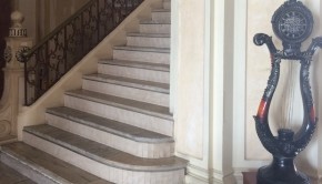 Grand staircase at the Hotel Washington in Colon, Panama.