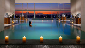 The indoor pool at the St. Regis Mexico City hotel offers great city views.