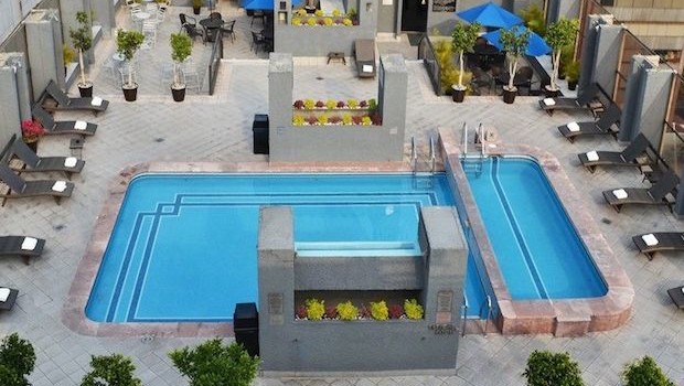 Rooftop pool at Galeria Plaza Reforma hotel  in Mexico City.