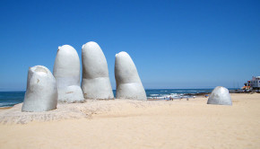 The famed hand sculpture of Punta del Este, Uruguay.