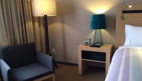 Guest room decor at Galeria Plaza Reforma hotel  in Mexico City.