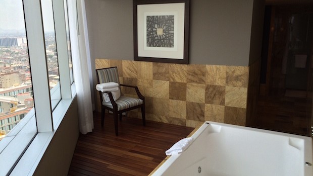 Jacuzzi room in our suite at the Hilton Mexico City Reforma.