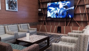 Lobby lounge at Hampton Inn by Hilton Merida, in Mexico's Yucatan state.