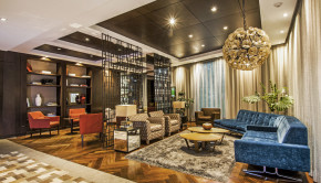 Stylish lobby decor at Morrison 114 Bogota hotel in Colombia.