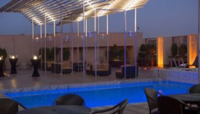 The revamped rooftop pool at Galeria Plaza Hotel in Mexico City.