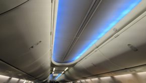 Boeing Sky Interior aboard the American Airlines Boeing 737.