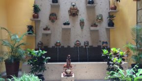 Decorative courtyard at Casa Alebrijes, a gay hotel in Guadalajara.