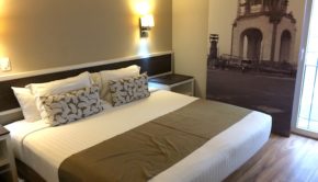 Clever blackout blind decor at Hotel Plaza Revolución in Mexico City.