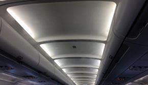 Cabin lighting in the JetBlue Airbus A320.