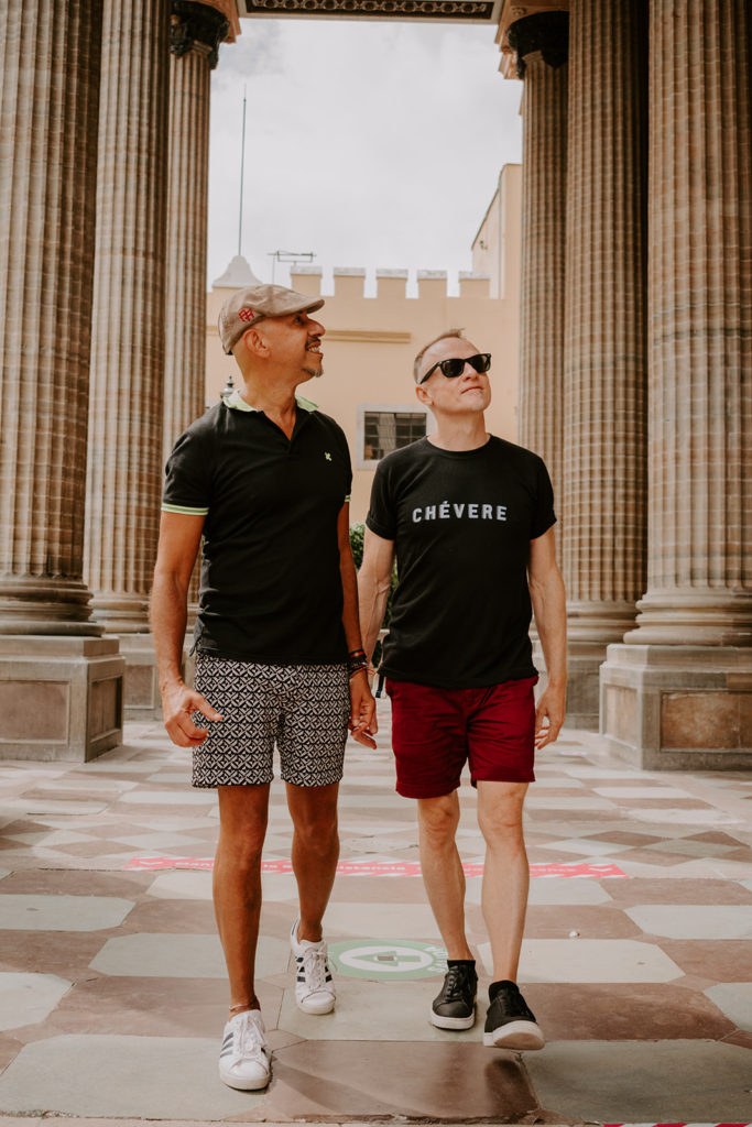 Gay couple on street in Guanajuato